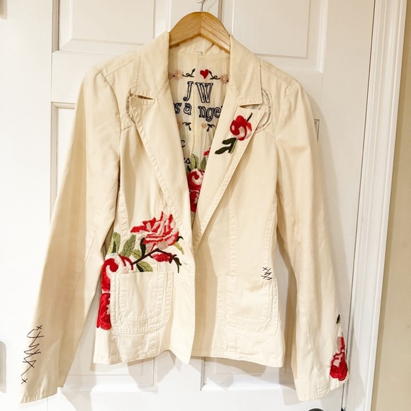 Johnny Was Jackets & Blazers - Johnny Was Vintage Ivory Embroidered Rose Floral Blazer Jacket Bohemian M
